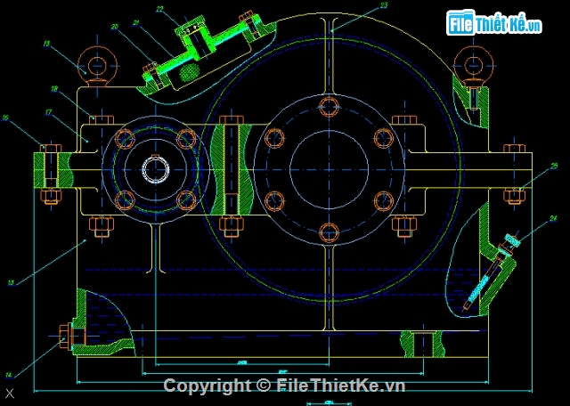 Bản vẽ,Bản vẽ autocad,Hộp Giảm tốc